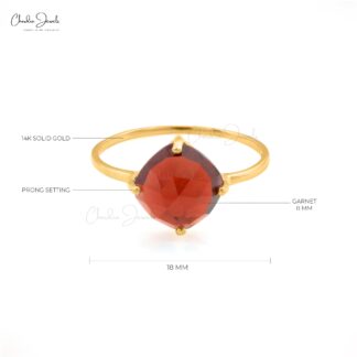 Natural Garnet Ring in 14k Solid Yellow Gold
