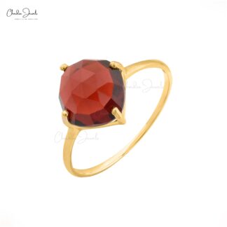 Natural Garnet Ring in 14k Solid Yellow Gold