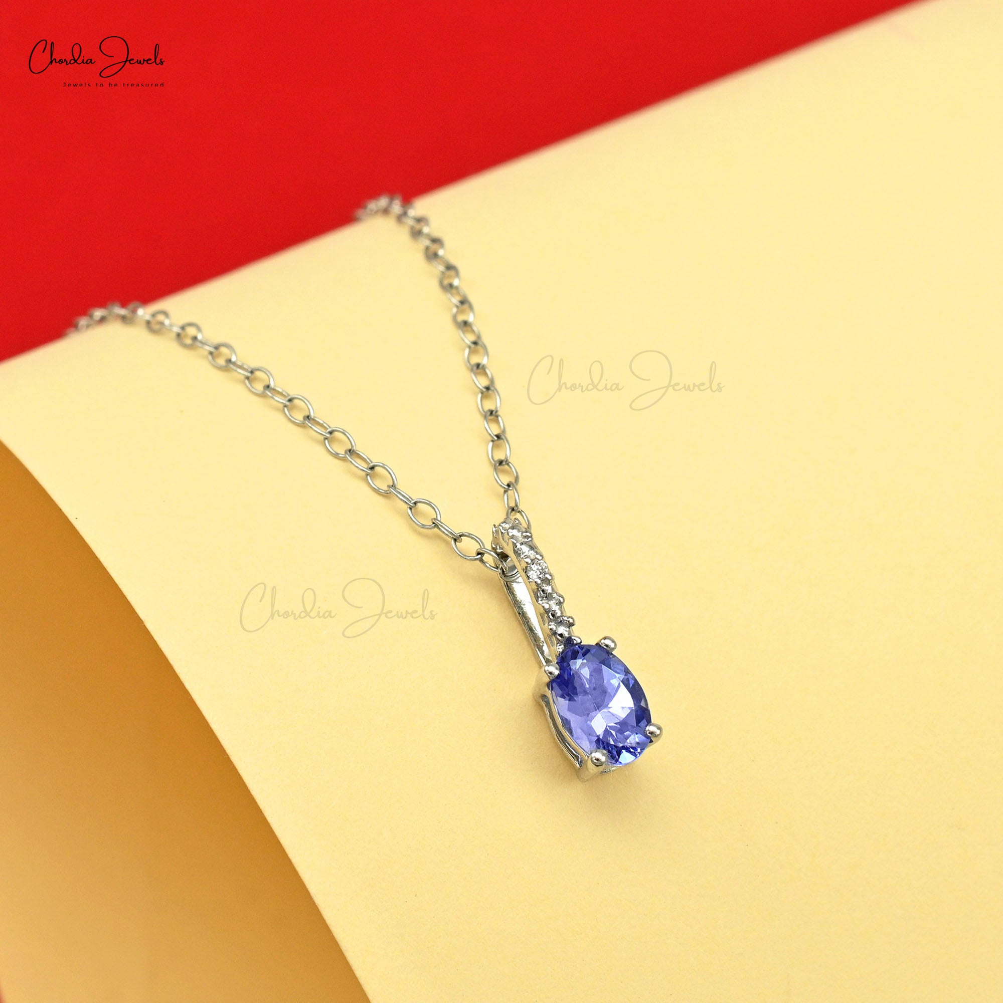 Hidden Bail Diamond Locket In 14k Real White Gold Tanzanite Oval Cut Hallmarked Pendant