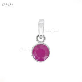 Natural Burma Ruby Bezel Set Pendant In 14k White Gold Solitaire Handmade Jewelry
