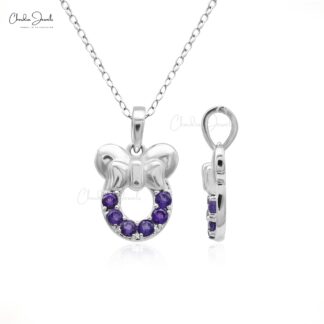 Mickey Head Kids Pendant In 14k Real Gold White Gold Amethyst 2mm Gemstone Fine Jewelry