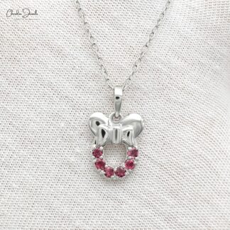 Mickey Mouse Head Kids Pendant In 0.3Ct Pink Tourmaline With Real 14k White Gold