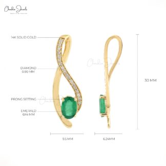 Overlay Pendant With Natural Emerald & Diamond Solid 14k Yellow Gold Light Weight Pendant