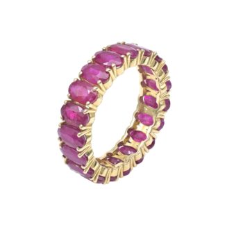 Gemstone Women Band In 14k Yellow Gold Ruby July Birthstone Eternity Ring Size US5