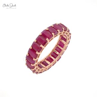 Genuine Burma Ruby Eternity Band In 14k Rose Gold Gemstone Engagement Women Ring