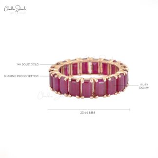 Genuine Burma Ruby Eternity Band In 14k Rose Gold Gemstone Engagement Women Ring
