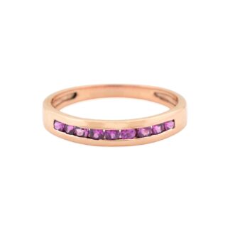 Genuine Pink Sapphire Half Eternity Ring In 14k Rose Gold Gemstone Fine Jewelry For Her