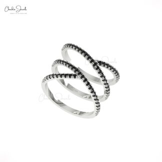 Overlapping Cross Ring In 14k Solid Gold Black Diamond April Birthstone Rings For Women