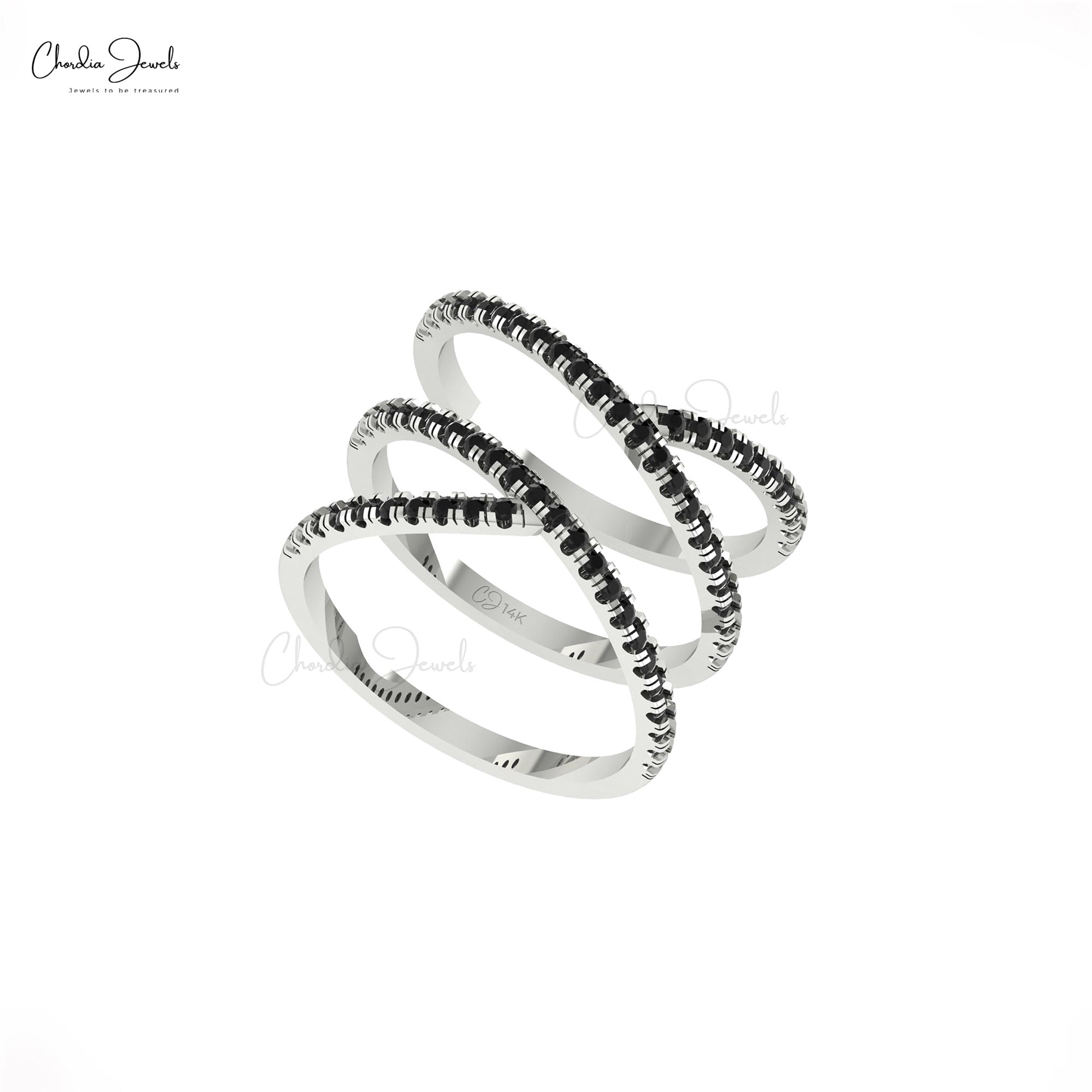 Overlapping Cross Ring In 14k Solid Gold Black Diamond April Birthstone Rings For Women