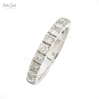 IGI Certified Half Eternity Stack Band In 14k White Gold Diamond 2.7mm Round Bridal Ring