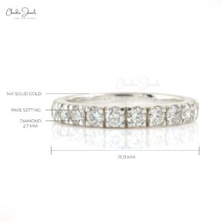IGI Certified Half Eternity Stack Band In 14k White Gold Diamond 2.7mm Round Bridal Ring