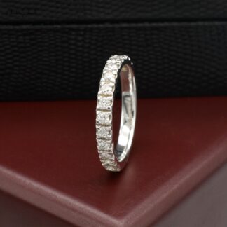 IGI Certified Half Eternity Band In 14k Real White Gold Small Diamond Stack Ring Size US5.5