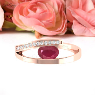 Split Shank Engagement Ring In 14k Real Gold Burma Ruby And Diamond Pave Rings For Her