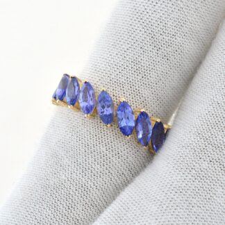 Marquise Full Eternity Band With 4.2 Ct Tanzanite Prong Set In 14k Yellow Gold Stack Ring
