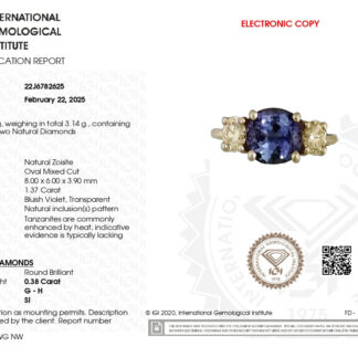 IGI Certified 3 Stone Ring In 14k White Gold Oval Tanzanite Diamond Proposal Rings