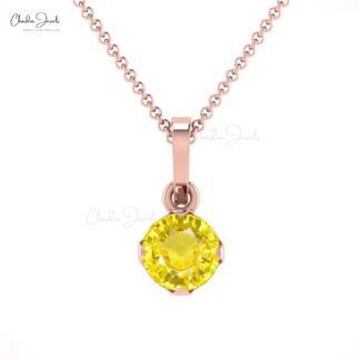Natural Yellow Sapphire Dangle Pendant With Pure 14k Gold Gemstone Light Weight Jewelry