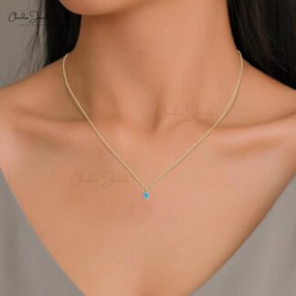 Halo Diamond Minimal Pendant With 0.58 Ct Natural Swiss Blue Topaz 14k Solid Gold Pendant
