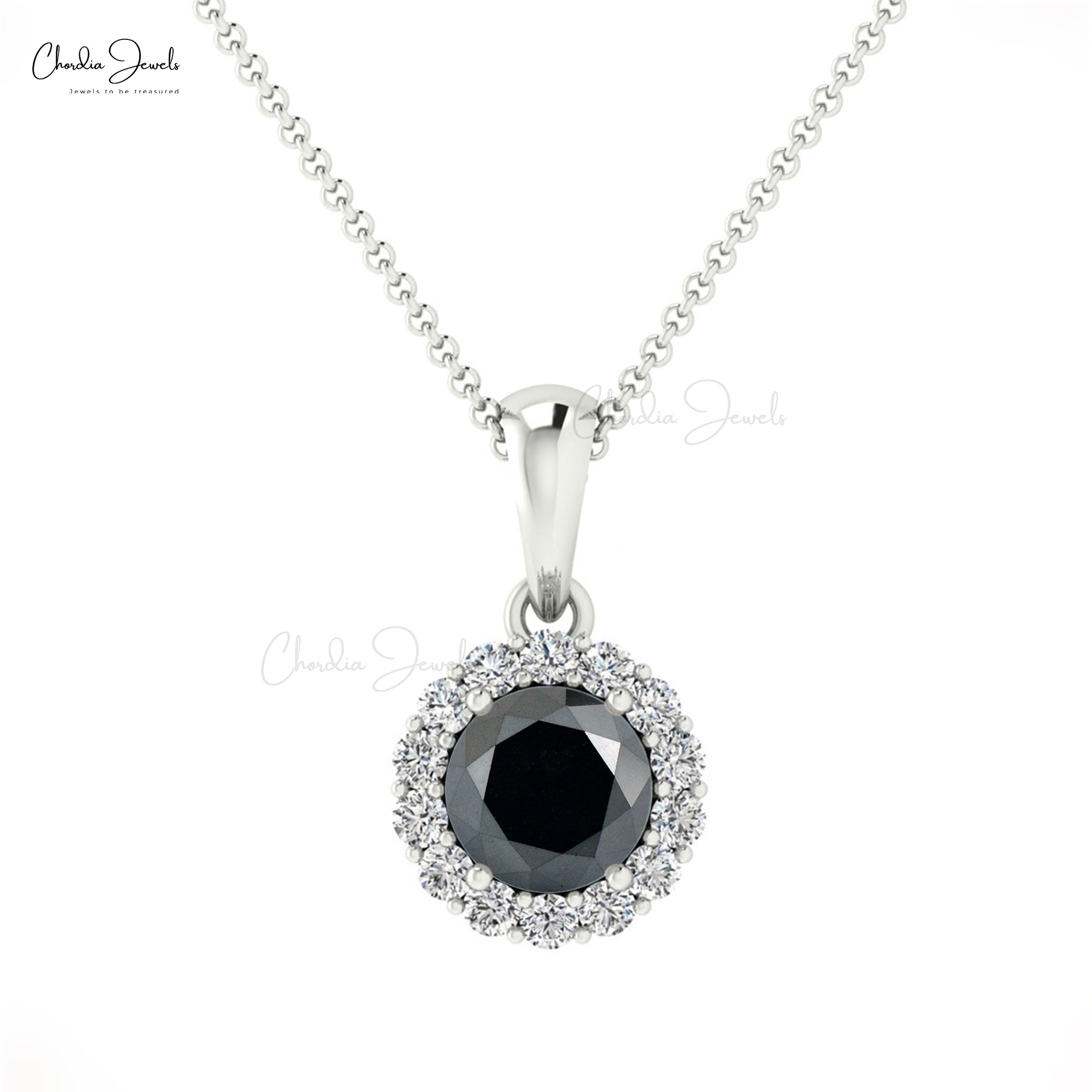 Pure 14k Gold Dangle Pendant With 0.32 Ct Black Diamond And G-H Diamond Circle Pendants