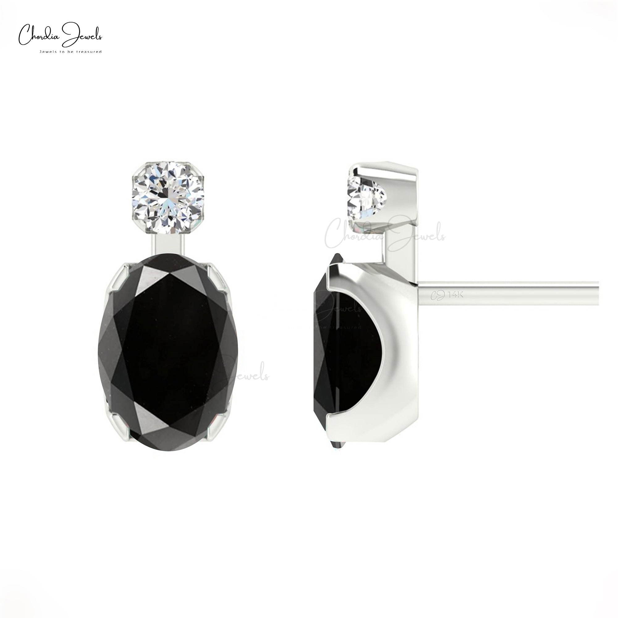 Genuine Black Diamond Wedding Earrings 14k Real Gold Fine Jewelry 0.94Ct Oval Gemstone Minimal Earrings For Valentine’s Day