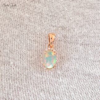 Half Halo Dual Birthstone Charm In 14k Rose Gold Opal And Diamond Dangle Pendant