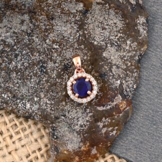 Halo Diamond Pendant in 14k Rose Gold With 4mm Round Amethyst Gemstone Pendants