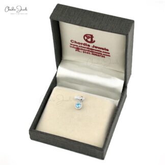 Halo Gemstone Pendant in 14k Yellow Gold Swiss Blue Topaz And Diamond Women Pendant