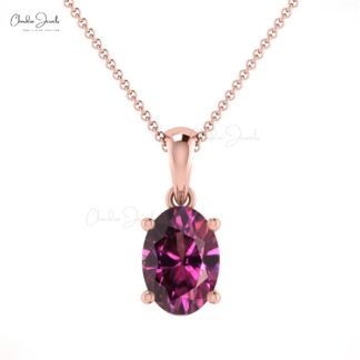 Oval Cut 7x5mm Natural Rhodolite Garnet Pendant