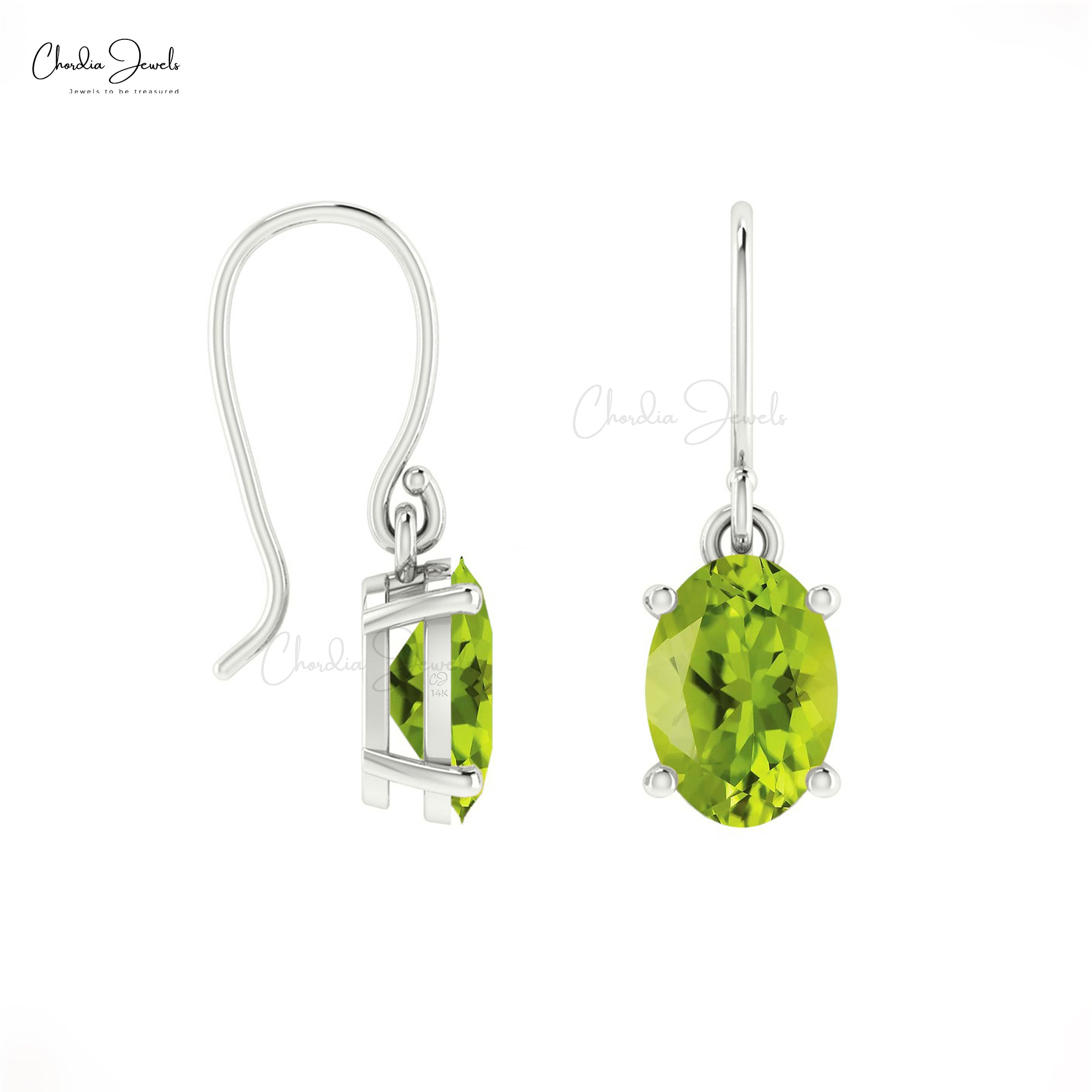 Green Peridot Dangler Earrings 14k Real Gold Handmade Earrings 7x5mm Oval Cut Natural Gemstone Jewelry For Birthday Gift