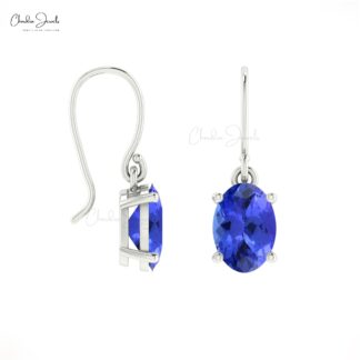 Oval-Cut Tanzanite Dangle Earrings 1.6ct December Birthstone 14k Gold Jewelry For Love