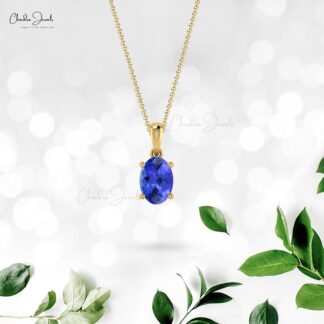Natural Tanzanite Solitaire Charm In 14k Solid Gold Gemstone Minimalist Pendant
