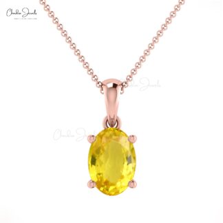 Natural Yellow Sapphire 14k Gold Dangle Pendant With 0.8 Ct Gemstone Fine Jewelry