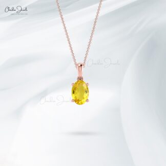Natural Yellow Sapphire 14k Gold Dangle Pendant With 0.8 Ct Gemstone Fine Jewelry