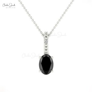 Hidden Bail Two Stone Charm In 14k Real Gold Black Diamond And G-H Diamond Pendant