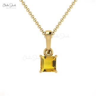 Natural Citrine Solitaire Pendant in 14k Solid Gold Gemstone Fine Jewelry For Her