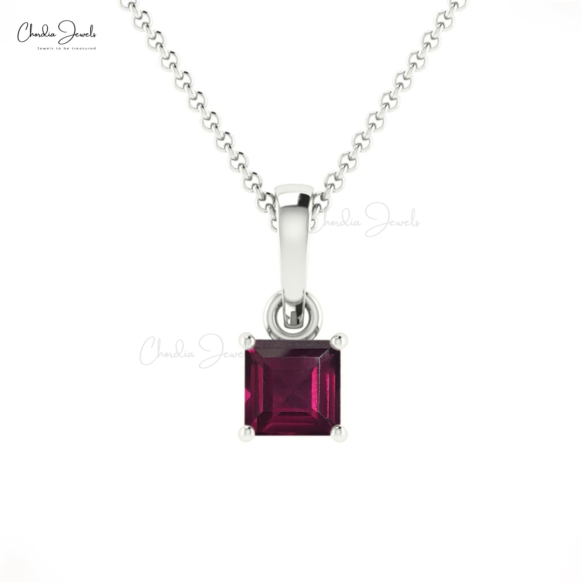 Pure 14k Gold Dangle Charm with 4mm Rhodolite Garnet Solitaire Pendant For Mom