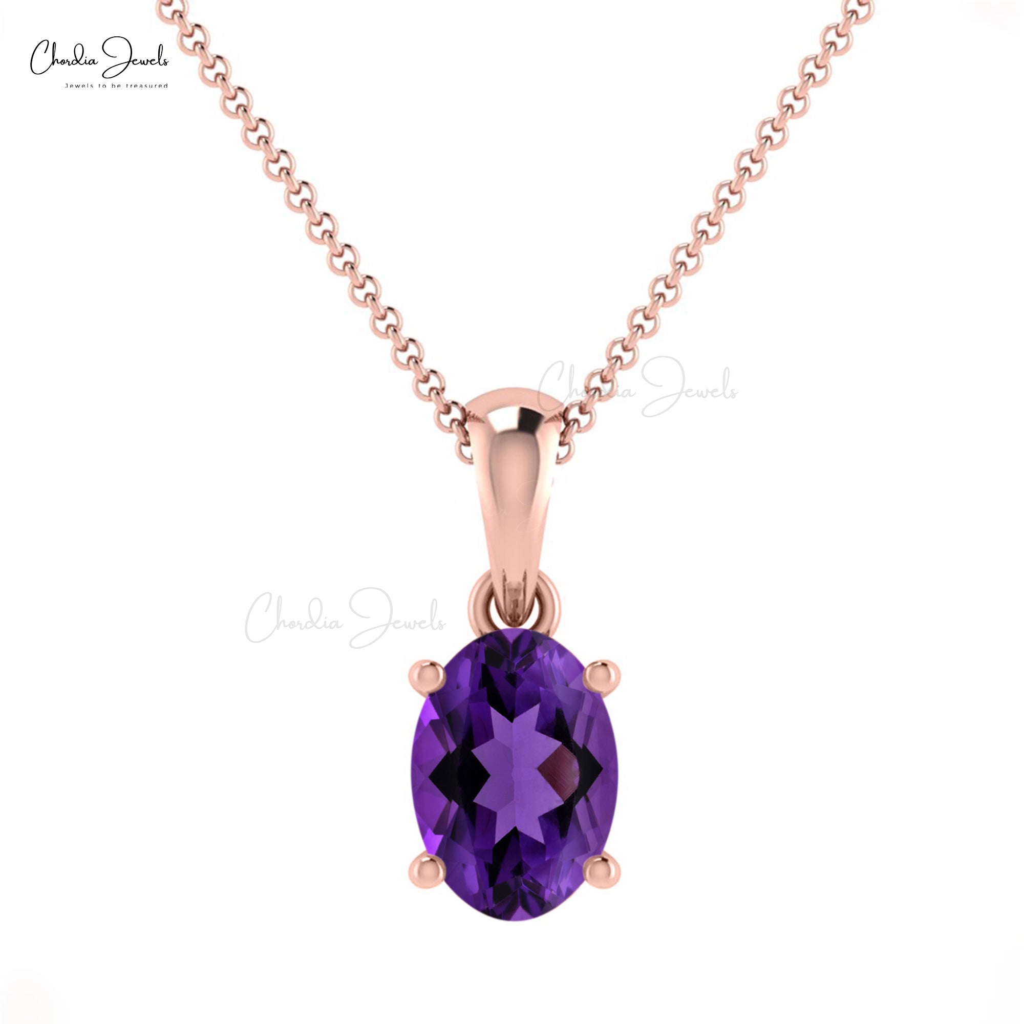 Genuine 0.44ct Amethyst Minimalist Pendant 14k Real Gold Classic Gemstone Pendant For Her