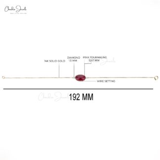 Gemstone Chain Bracelet In 14k Yellow Gold Oval Tourmaline G-H Diamond 3 Stone Bracelets