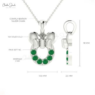 Mickey Mouse Kids Pendant In 14k Solid Gold Authentic Emerald Gemstone Pave Setting Pendant