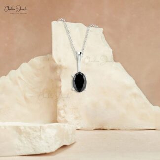 Natural Black Diamond 0.72Ct Solitaire Handcrafted Charm Pendant 14k Solid Gold Jewelry