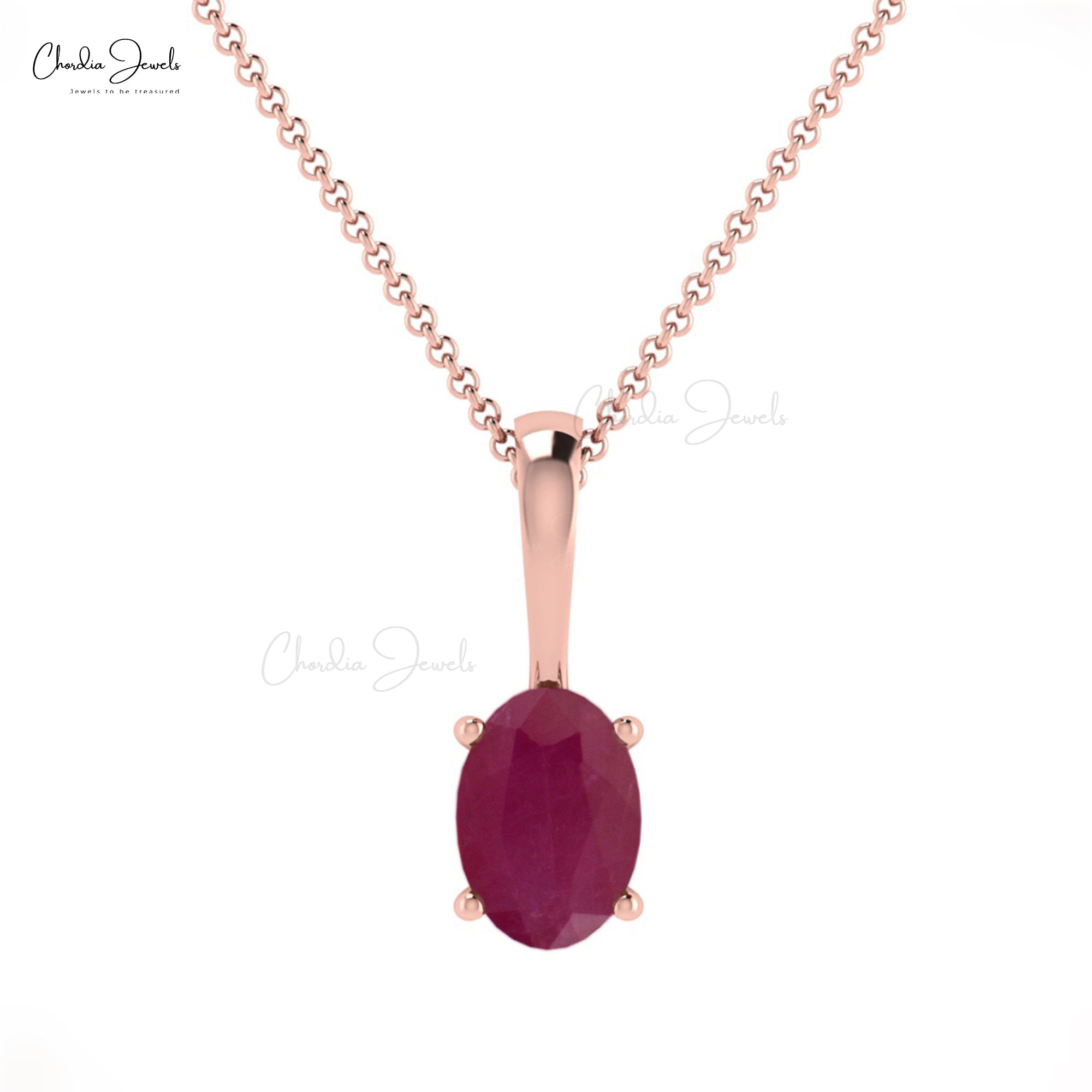 Oval Cut Prong Set Charm In Real 14k Gold Burma Ruby Solitaire Pendant For Mom