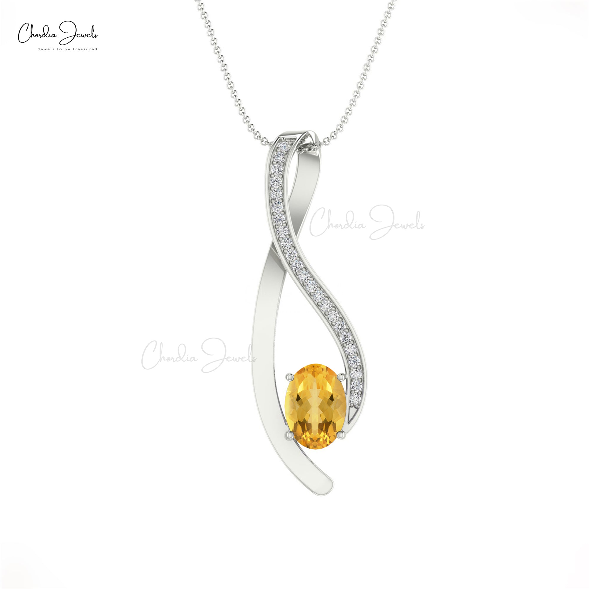Natural Citrine 0.90Ct Oval Cut & Diamond Overlay Stylish Pendant in 14k Solid Gold Jewelry
