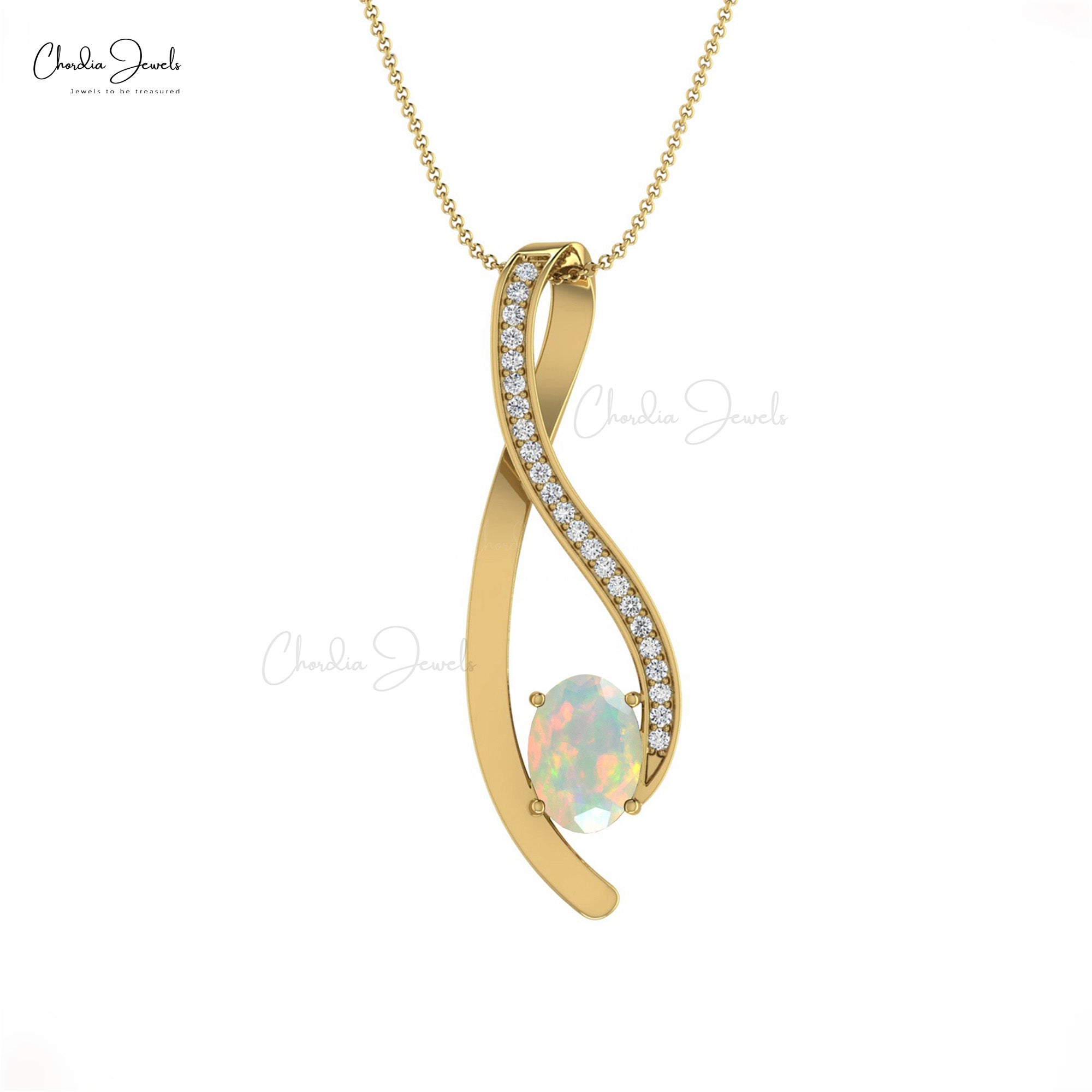 Natural Fire Opal Overlay Pendant in 14k Solid Gold Gemstone And Diamond Jewelry