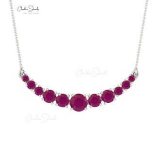 0.79Ct Burma Ruby Statement Necklace In 14k Solid Gold Prong Set Chain Necklace