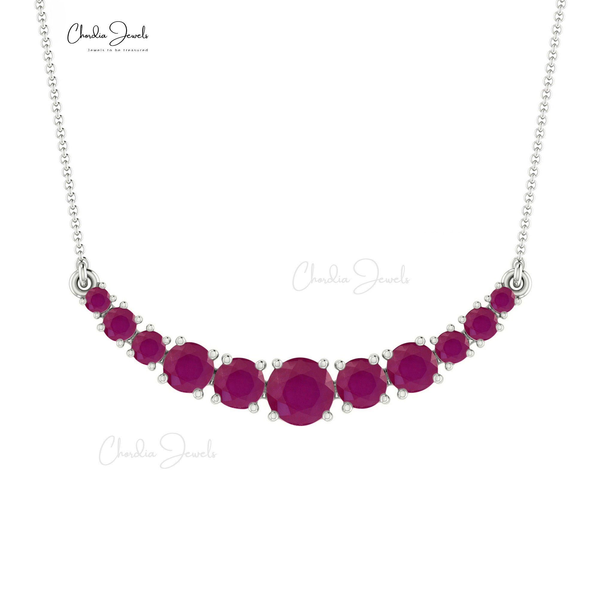 0.79Ct Burma Ruby Statement Necklace In 14k Solid Gold Prong Set Chain Necklace