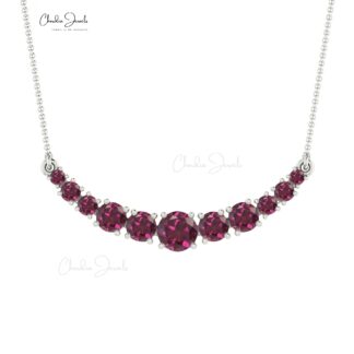 Natural Rhodolite Garnet Statement Necklace With 0.35 Ct Gemstone 14k Gold Fine Jewelry