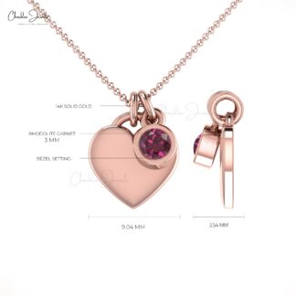 Genuine Rhodolite Garnet Solitaire Heart Necklace In 14k Gold