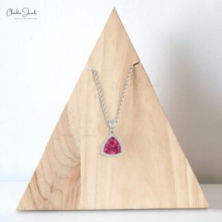 Gemstone Dangle Pendant With 1 Ct Pink Tourmaline 14k Real Gold Solitaire Pendants