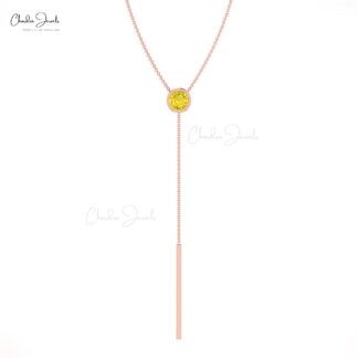 Gemstone Lariat Necklace In 14k Solid Gold Yellow Sapphire Handmade Necklace For Her