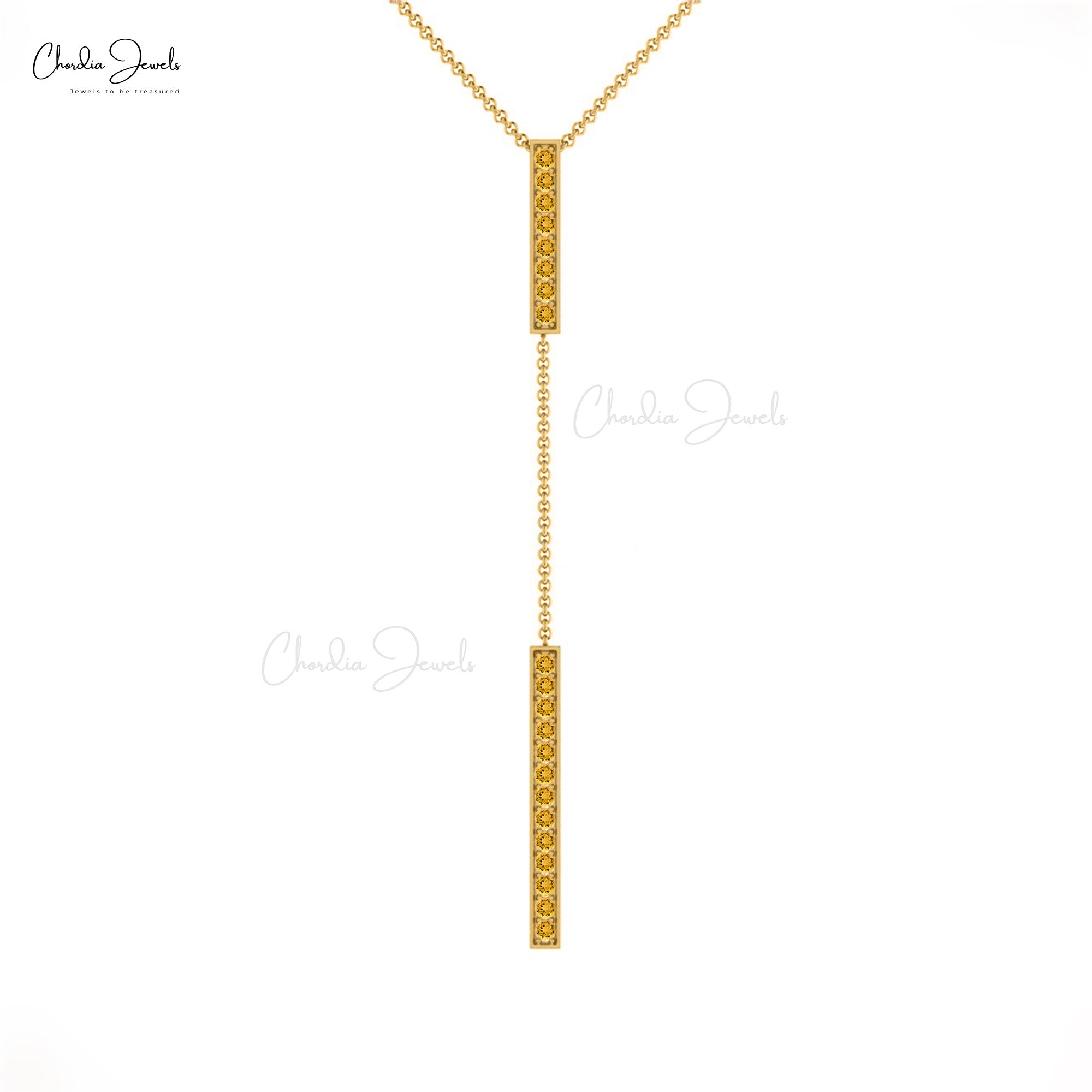 Lariat Thin Chin Necklace In Real 14k Gold Citrine 2mm Gemstone Y Drob Bar Necklace