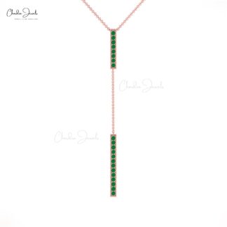Pure 14k Gold Drop Chain Necklace In 2mm Zambian Emerald Gemstone Necklace For Her